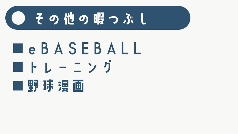その他のオフシーズン暇つぶし